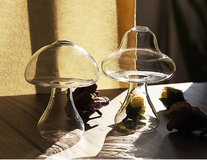 Creative Decorative Glass Crafts Cute Mushroom Shaped Glass Vase Aquatic Plant Flower Ware