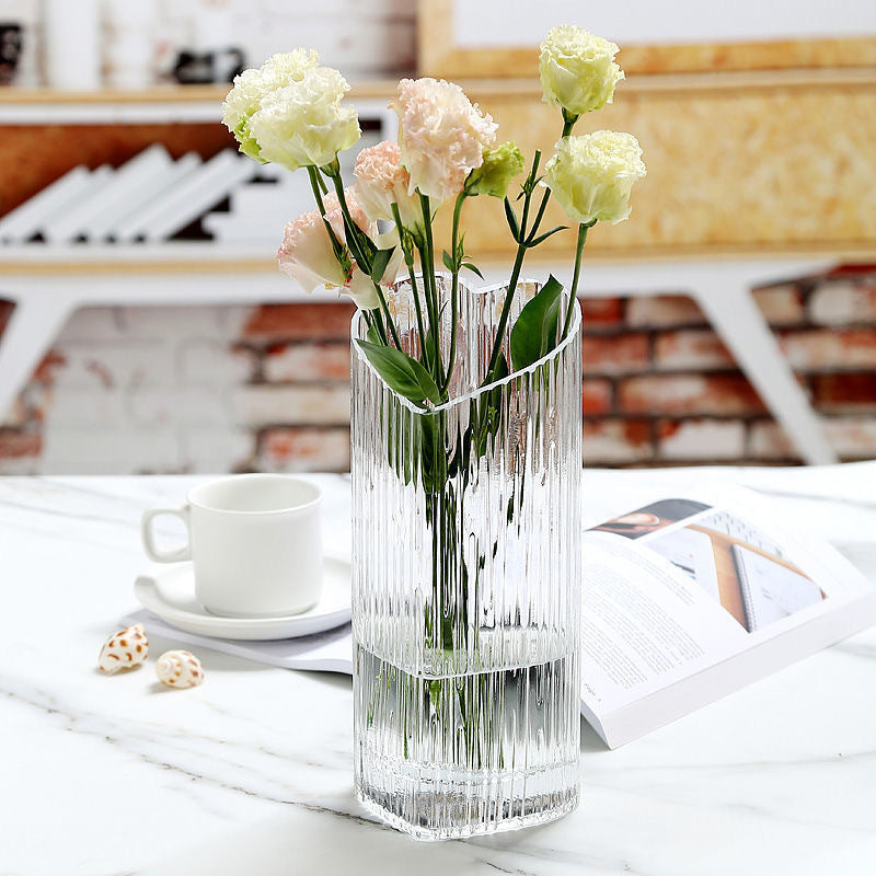 Net Red Creative Love Vase Light Luxury High Grade Ins Living Room Dry Flower Arrangement Flowers Hydroponic Transparent Glass Ornaments