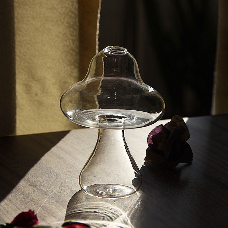 Creative Decorative Glass Crafts Cute Mushroom Shaped Glass Vase Aquatic Plant Flower Ware