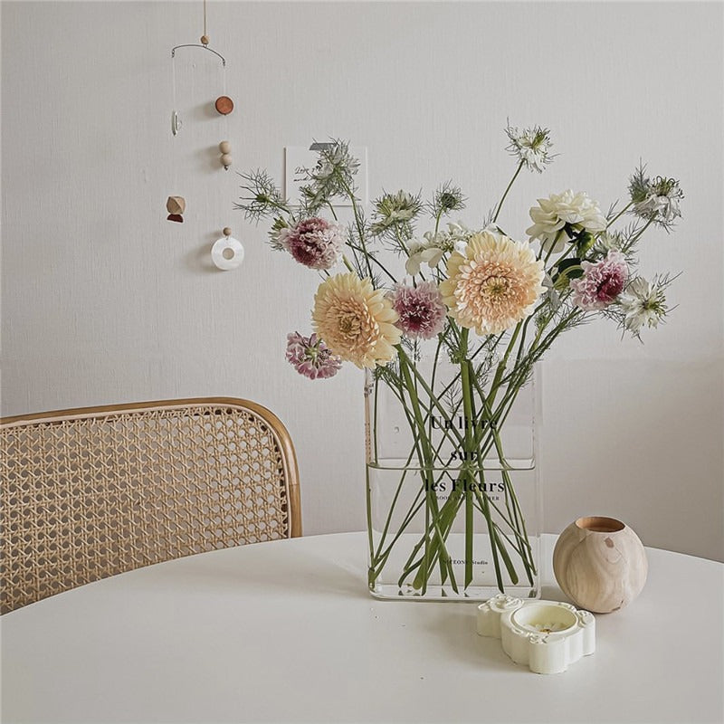 Transparent acrylic book vase, living room, hydroponic flower arrangem -  Nomadic Fabrics