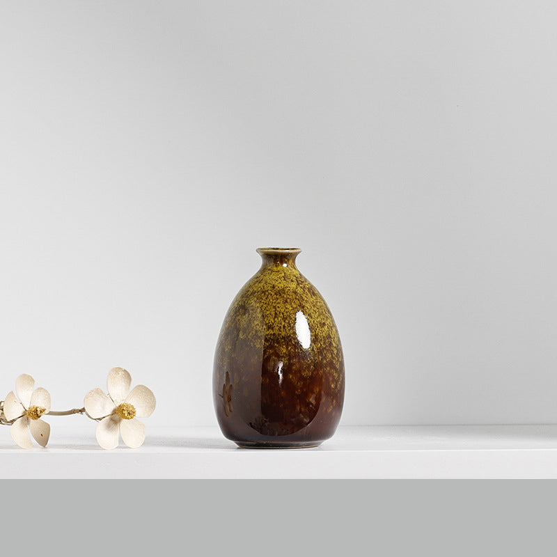 Creative Home Ceramic Vase Desk Kiln Becomes Vase Ornaments Home Decoration Vase Hand Bomb Bottle